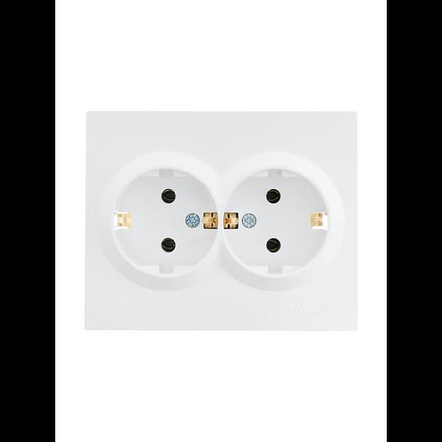 Розетка 2-м СП VESNA с заземл. ПБТ бел. LEZARD 742-0200-127B фото 1