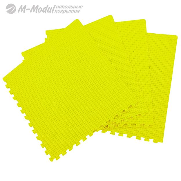 Мягкий пол универсальный 60x60 см, толщина 1,1 см, тиснение плетенка, Цвет Желтый, Толщина модуля 11 мм. фото 1