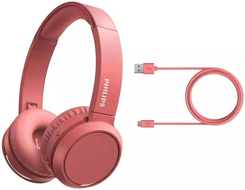 Гарнитура накладные Philips TAH4205RD/00 красный беспроводные bluetooth оголовье фото 4