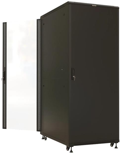 Шкаф коммутационный Hyperline (TTBR-4288-AS-RAL9004) напольный 42U 800x800мм пер.дв.стекл задн.дв.спл.стал.лист 2 бок.пан. 1000кг черный 710мм IP20 фото 3