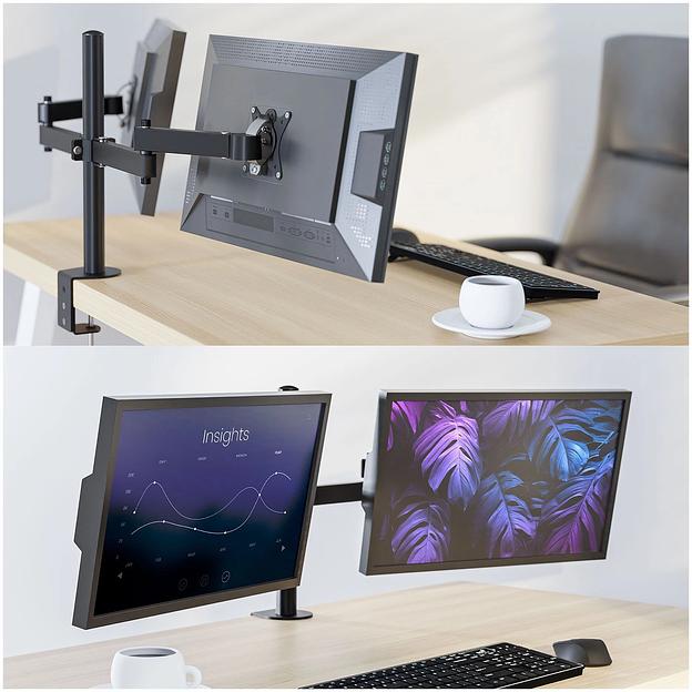 Кронштейн для мониторов Holder MDS-SU203-B черный 13"-32" макс.8кг настольный поворот и наклон верт.перемещ. фото 8