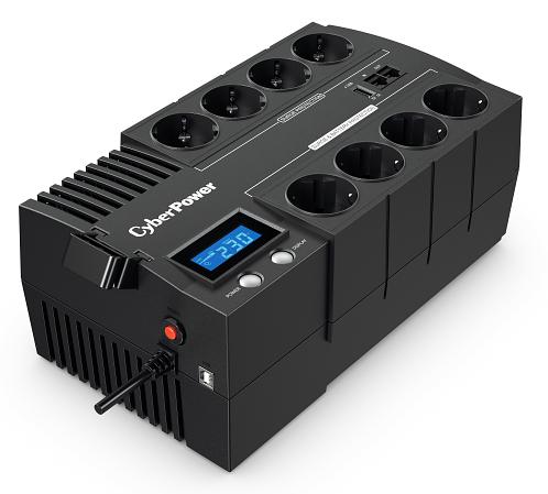 ИБП CyberPower BR700ELCD, Line-Interactive, 700VA/420W, 8 Schuko розеток, USB&USB Charger, RJ11/RJ45, LCD дисплей, Black, 0.23х0.33х0.2м., 6.2кг. CyberPower BR700ELCD фото 1