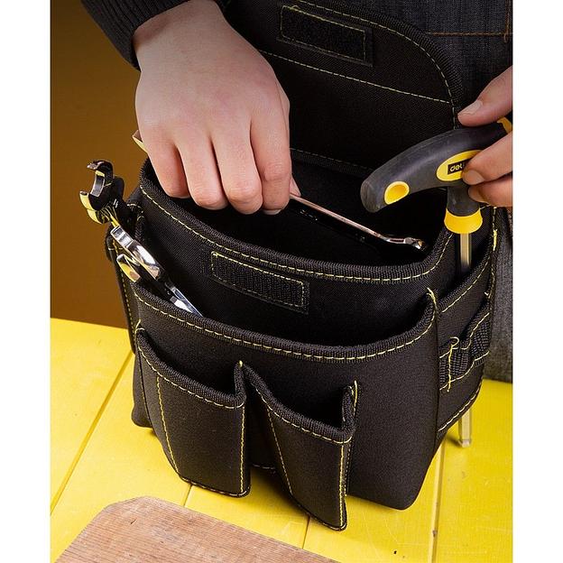 Ящики, сумки для инструментов Deli Поясная сумка монтажника Deli DL-P4 220 x 200 x 140мм, 6 карманов, ткань Оксфорд 600D фото 7