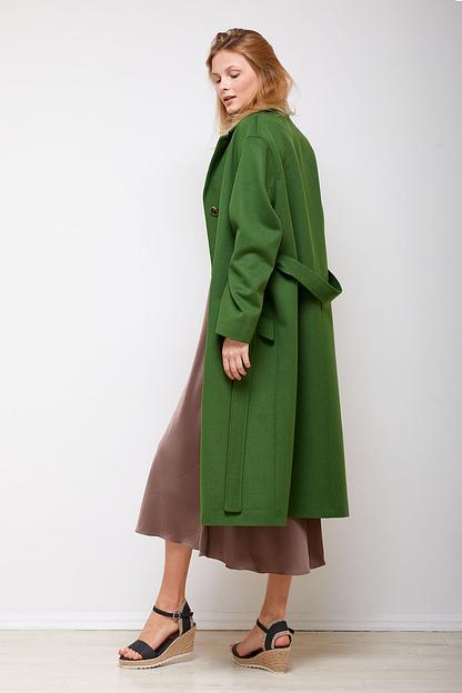 Женское демисезонное пальто деловое Mmoda зелёный, арт.2202438-1 фото 2