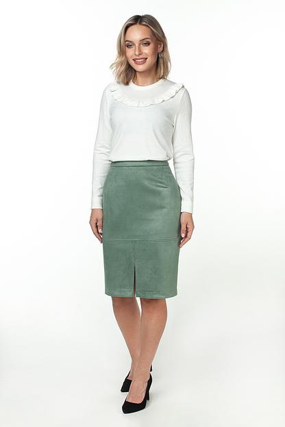 Юбка эко-замша  116/01/Оливковый  фото 2