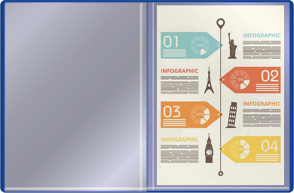 Папка с 20 прозр.вклад. Silwerhof Eco SE-V20BLU A4 пластик 0.5мм синий фото 2