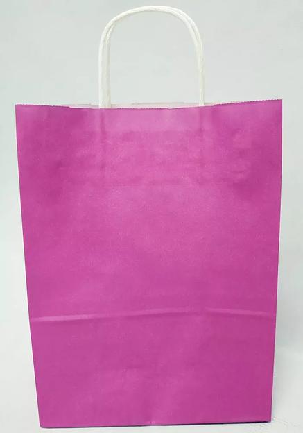 Крафт пакет с крученой ручкой 1сл 32х24х12 УНМ (фуксия), Опт фото 1