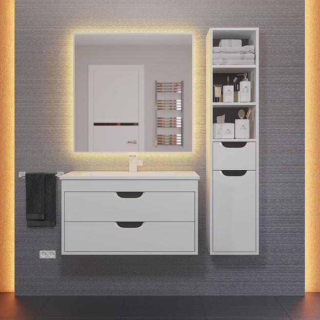 Тумба под раковину для ванной Uperwood Modul 80 см, подвесная, матовая, белая/графит фото 8