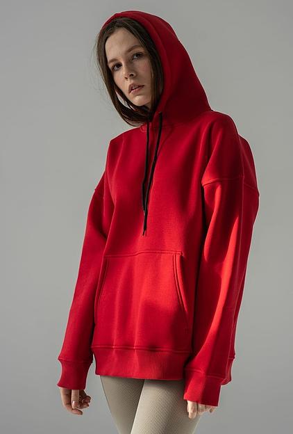 Худи «Dont panic» красный, оверсайз  фото 1