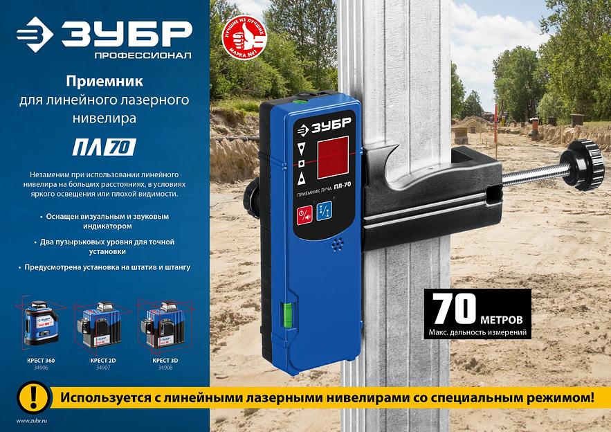 ЗУБР ПЛ-70, приемник для линейного нивелира (34949) фото 6
