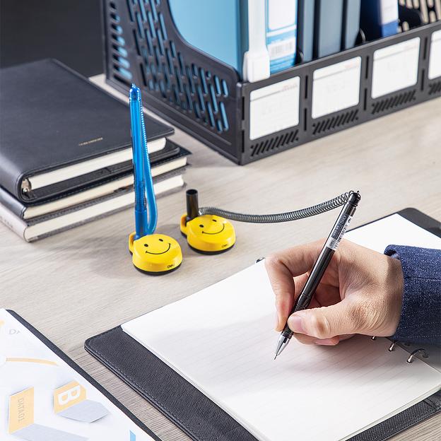 Ручка шариковая Deli EQ50-BL авт. на подставке 0.7мм резин. манжета синий/прозрачный синие чернила фото 7