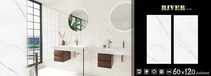 Керамогранитная плитка RIVER WHITE 60×120 ОПТ фото 1