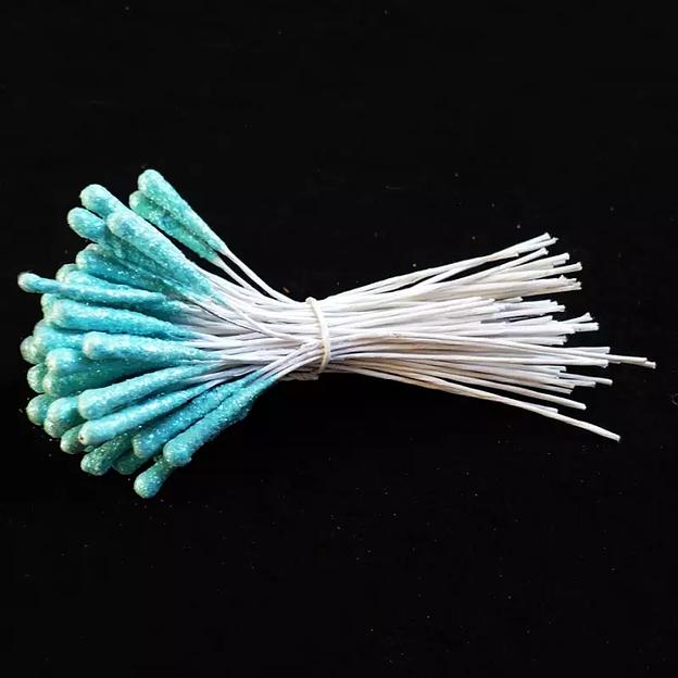 Тычинки блестящие на проволоке 0,5х9,5см фото 1