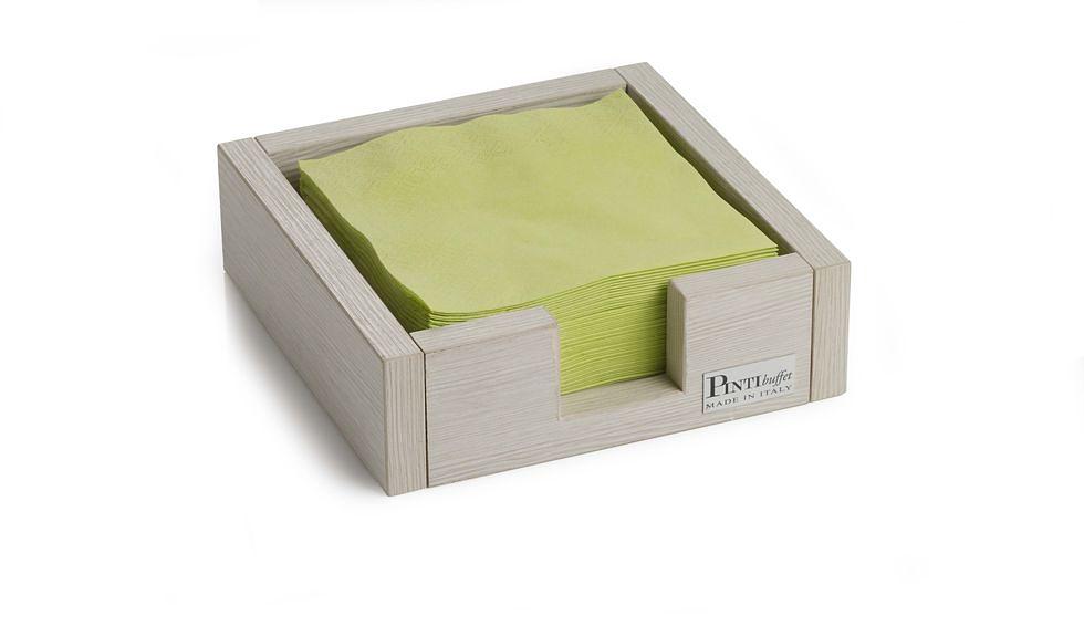 Салфетница 21,5*21,5*6,5 см. горизонтальная, дерево, белый Pinti /1/ фото 1