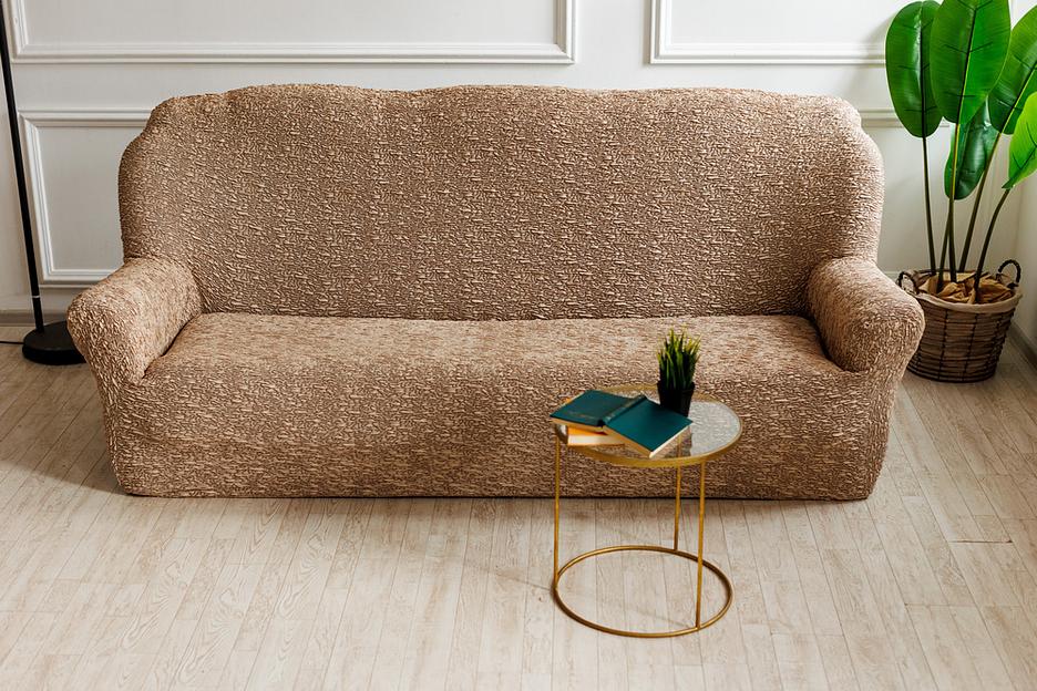 Чехол на трёхместный диван Чехлы&Пледы «Виктория» тёмная ваниль ОПТ фото 3