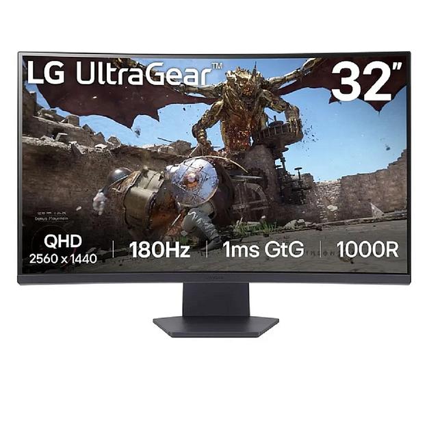 МОНИТОР 32" LG 32GS60QC-B Dark-Grey (VA, изогнутый, 2560x1440, 180Hz, 1 ms, 178°/178°, 300 cd/m, 3000:1, +2хHDMI 2.0,DP) фото 1