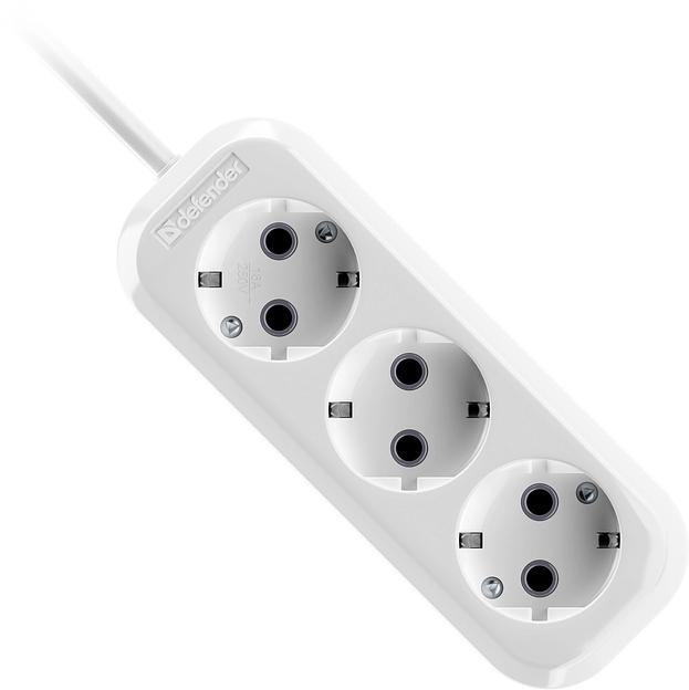 Сетевой удлинитель Defender R330 7м (3 розетки) белый (пакет ПЭ) фото 1