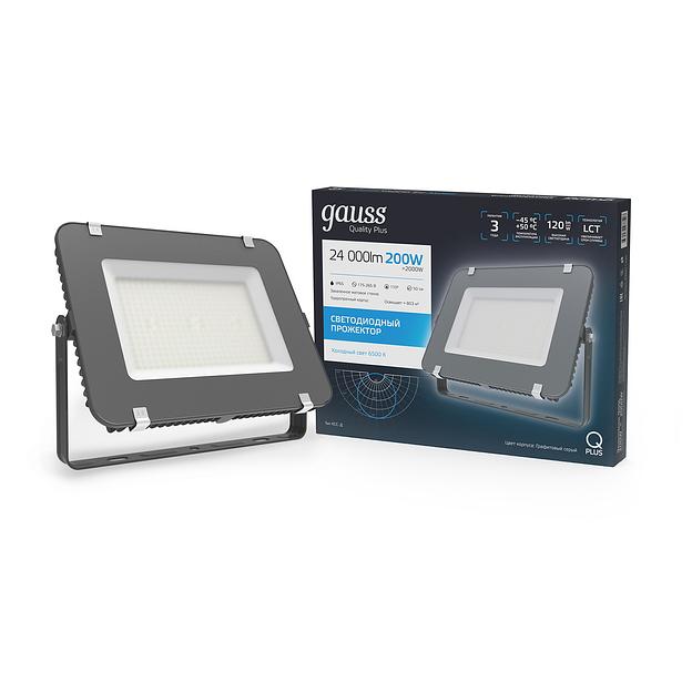 Прожектор светодиодный LED ДО 200 Вт 24000 Лм 6500К IP65 439х56х346 мм Qplus Gauss Gauss 690511200 фото 2