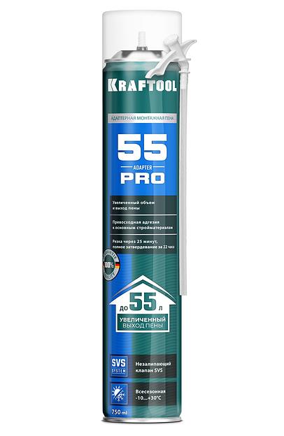 KRAFTOOL ADAPTER 55, 750 мл, адаптерная, всесезонная, SVS, не залипающий клапан, выход до 55 л, монтажная пена (41175) фото 1