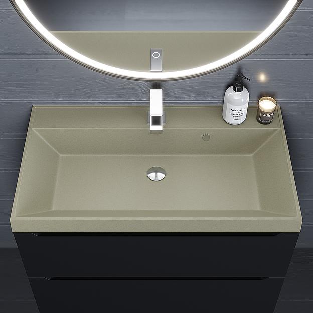 Раковина кварцевая для ванной комнаты Uperwood Classic Quartz 80 см, бежевая матовая, десерт фото 4