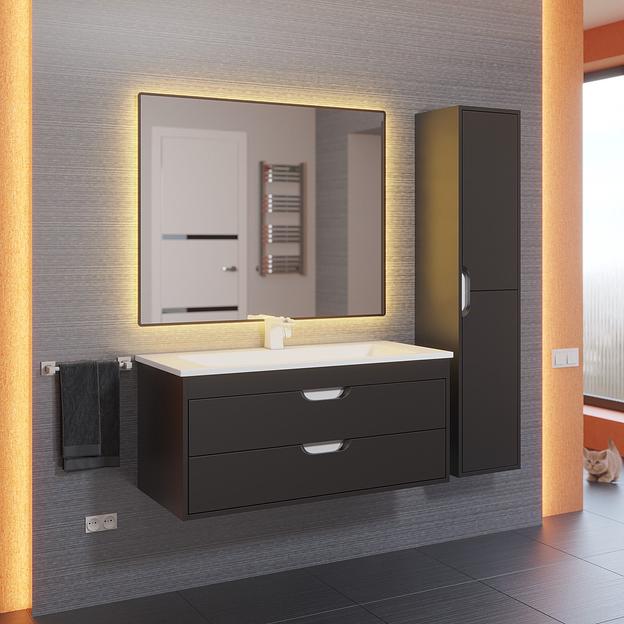 Тумба с раковиной для ванной Uperwood Modul 100 см, подвесная, матовая, черная фото 6