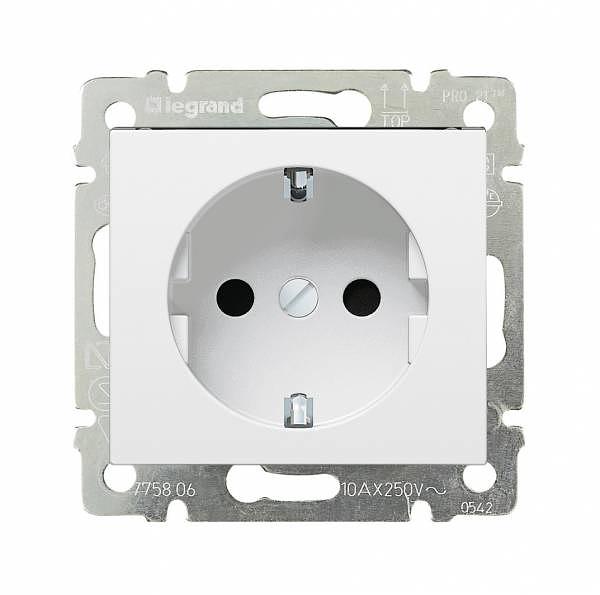 VALENA Розетка с заземлением в рамку белая фото 1