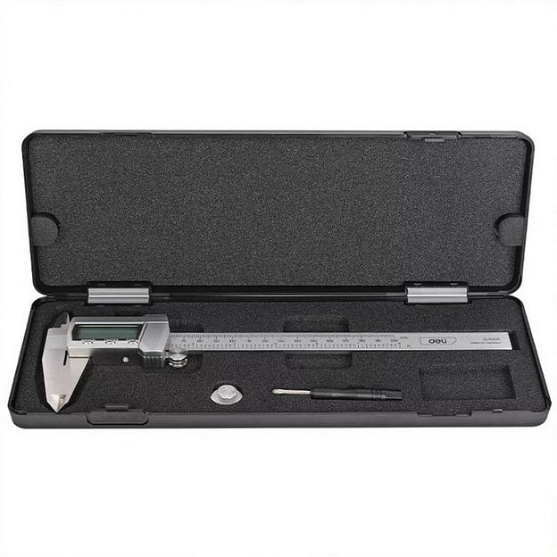 Измерительный и разметочный инструмент Deli Электронный штангенциркуль Deli DL91200 200мм, метрическая/дюймовая конвертация, нержавеющая сталь, 3 кнопочное управление, светодиодный дисплей, 1,5В SR44. фото 2