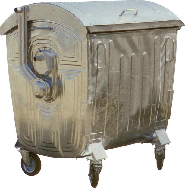 Мусорный контейнер на колёсах (1100 л) оцинкованный фото 1