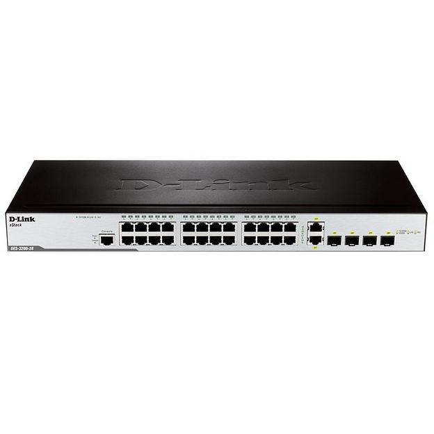 Коммутатор D-Link DES-3200-28/C1A 24x100Mb 2SFP управляемый фото 1