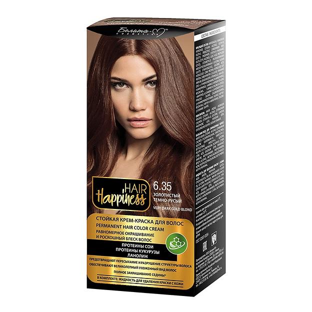 Белита-м hair happiness краска для волос тон № 6.35 золотистый темно-русый фото 1
