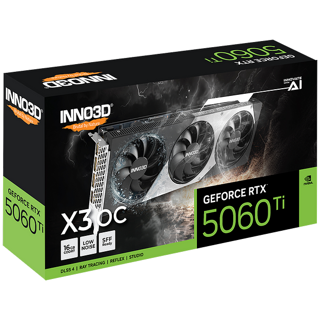 Видеокарта INNO3D RTX5060Ti ХЗ ОС 16GB GDDR7 128bit 3xDP HDMI 3FAN RTL фото 3