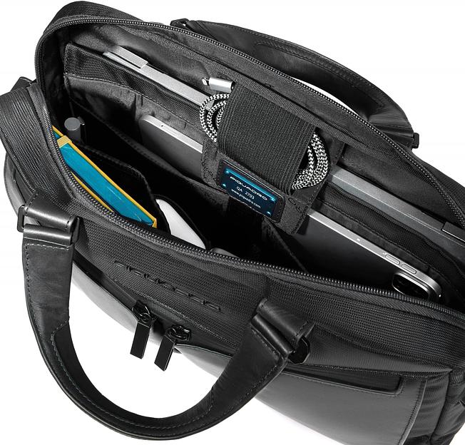 Деловая сумка Piquadro Orion CA6623S136/N с отделением для ноутбука черный ткань/натур.кожа фото 6