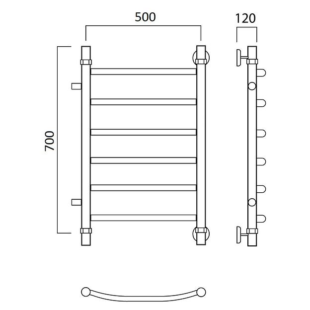 Полотенцесушитель водяной Роснерж Дуга L104001 70x50 с боковым подключением 400 фото 2
