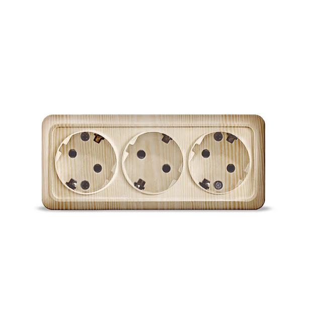 Розетка 3-м ОП Олимп с заземл. сосна UNIVersal 1173 фото 1
