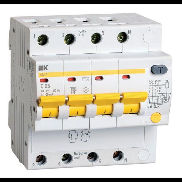 Iek MAD10-4-025-C-100 Диф.автомат АД14 4Р 25А 100мА ИЭК фото 1