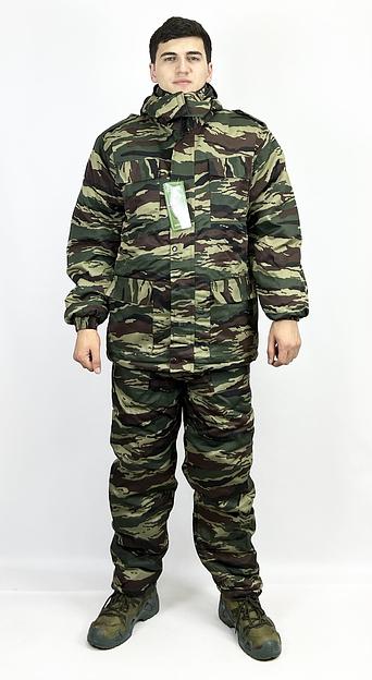 Костюм камуфляжный зимний, коричнево-зеленый, ткань «Грета», опт фото 1