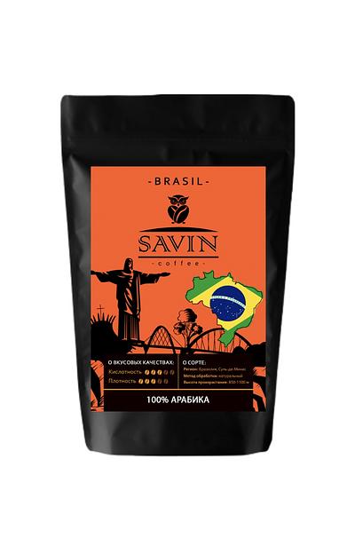 Кофе Бразилия, Суль де Минас Сантос, 100% арабика в зёрнах фото 1