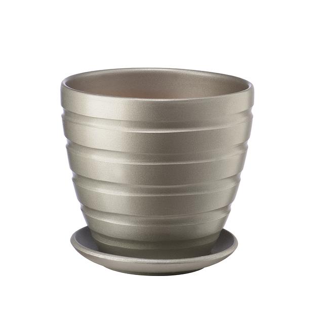 Керамический горшок с подставкой, 2,4л., Д175 Ш175 В165, антрацитовый фото 1