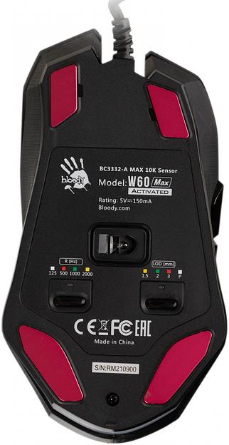 Мышь A4Tech Bloody W60 Max черный оптическая (10000dpi) USB (7but) фото 8