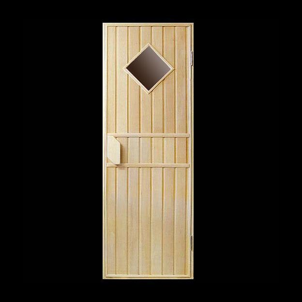 Дверь для бани/сауны со стеклом в виде ромба фото 1