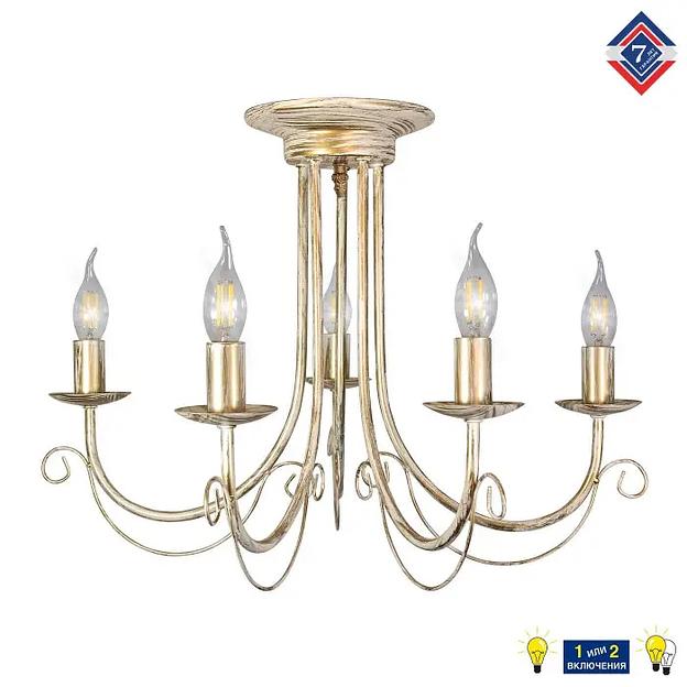 Люстра потолочная 5 ламп бежевое золото ОПТ фото 6