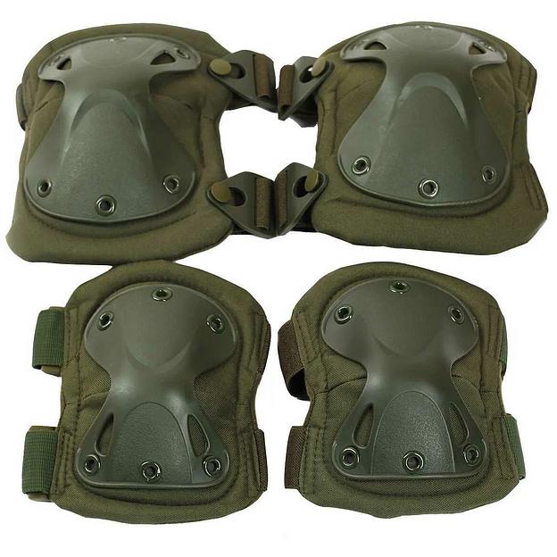 Тактические наколенники и налокотники комплект «Х-форма» зелёные опт фото 1