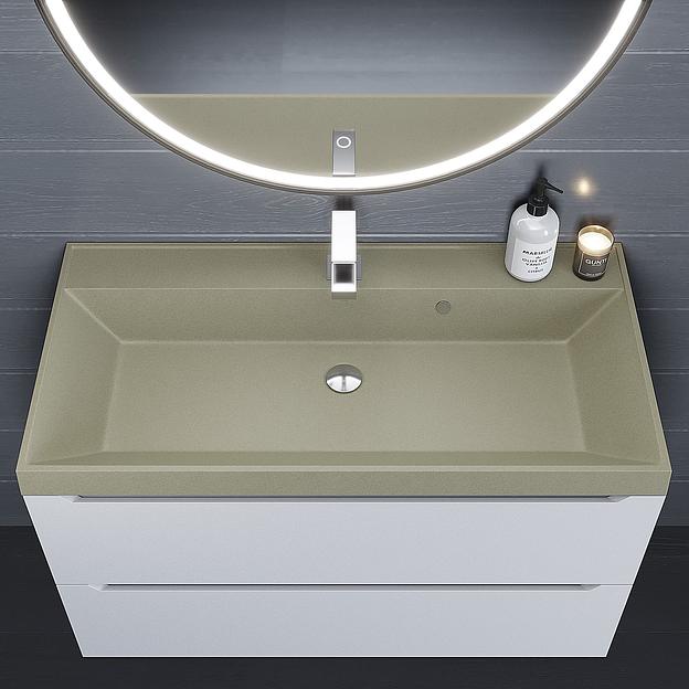 Раковина кварцевая для ванной Uperwood Classic Quartz 100 см, бежевая матовая, десерт фото 6