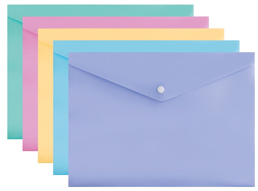 Конверт на кнопке Бюрократ Pastel -PKPAST/VIO A4 пластик 0.18мм фиолетовый фото 3