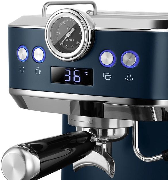 Кофеварка рожковая Kitfort КТ-7429 1360Вт синий/нержавеющая сталь фото 3