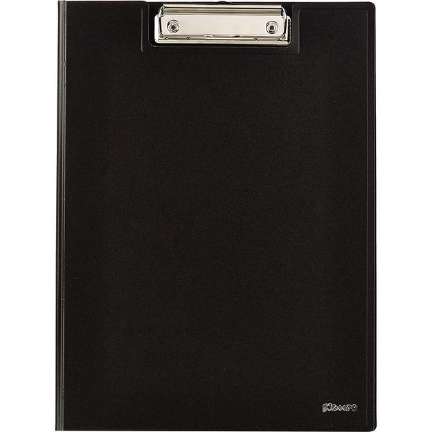 Папка-планшет с зажимом и крышкой Комус A4 пластиковая черная фото 1