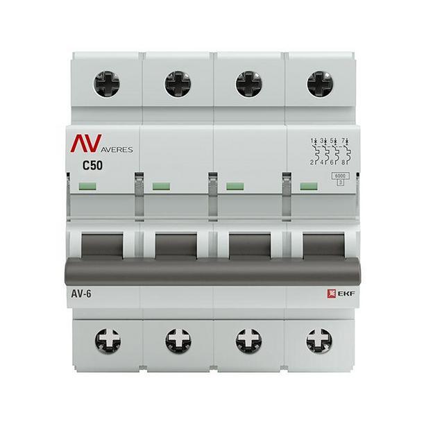 EKF mcb6-4-50C-av Выключатель автоматический AV-6 4P 50A (C) 6kA EKF AVERES фото 2