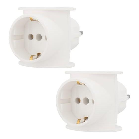 REXANT 11-1080-2 Набор тройников электрических универсальных 16 А одно гнездо с заземлением, белый (3Т) фото 1