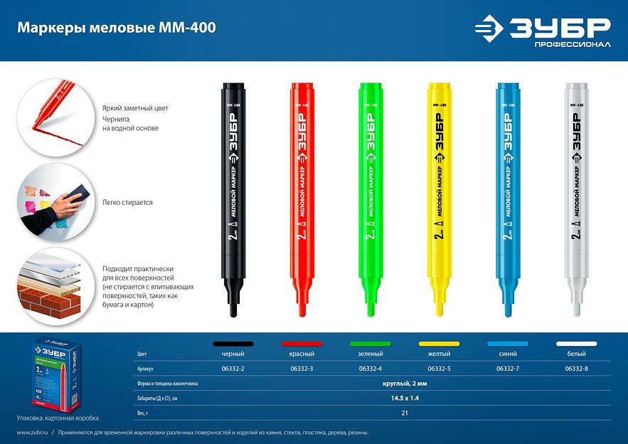 ЗУБР ММ-400 зеленый, 2 мм меловой маркер (06332-4) фото 7