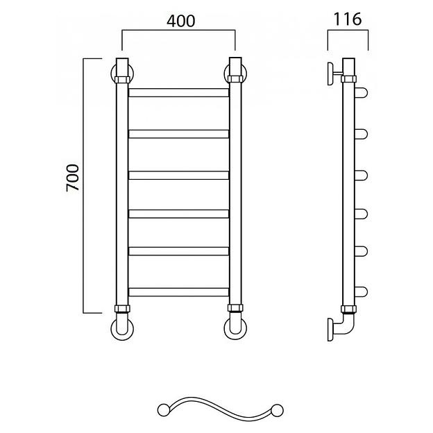 Полотенцесушитель водяной Роснерж Волна L101000 70x40 фото 3